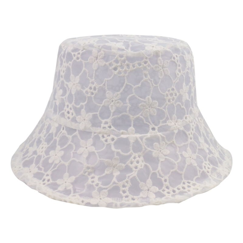 FOXMOTHER Korean Lace Hollow Flower Fishermen Caps Sun Casual Lady Bucket Hats Women Gorras Summer: White