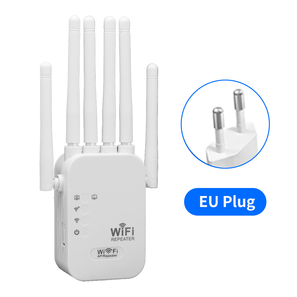 Dwuzakresowy wzmacniacz sygnału WiFi 1200 mb/s bezprzewodowy wzmacniacz sygnału Extender 2.4 GHz/5 GHz wzmacniacz sieci domowej i małego biura: Black / wtyczka UE