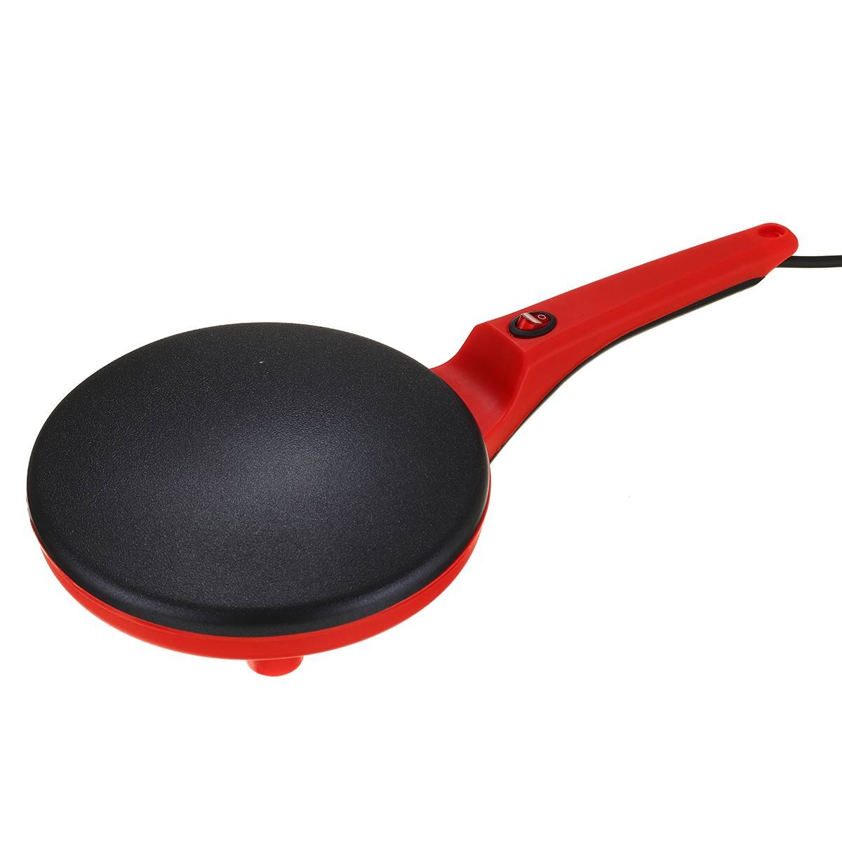 Non Stick Electric Crepe Maker 110V Baking Pancake Pan Frying Griddle Cooking Tools Kitchen Accessories Appliance Machine 20cm: Red