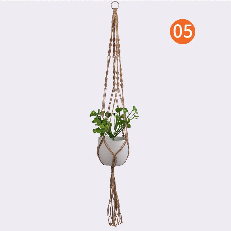 Pot Hanging Hemp Rope Macrame Plant Hanger Holder Flower Pot Hanging Basket Home Vertical Garden Decoration: 5