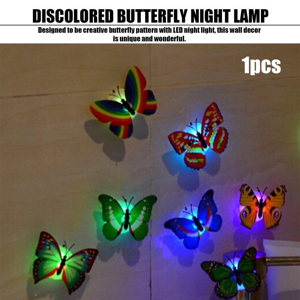 3D Innovatieve Led Verlichting Kleurrijke Vlinder Muurstickers Leuke Vlinder Led Night Light Thuis Kamer Bureau Muur Decor