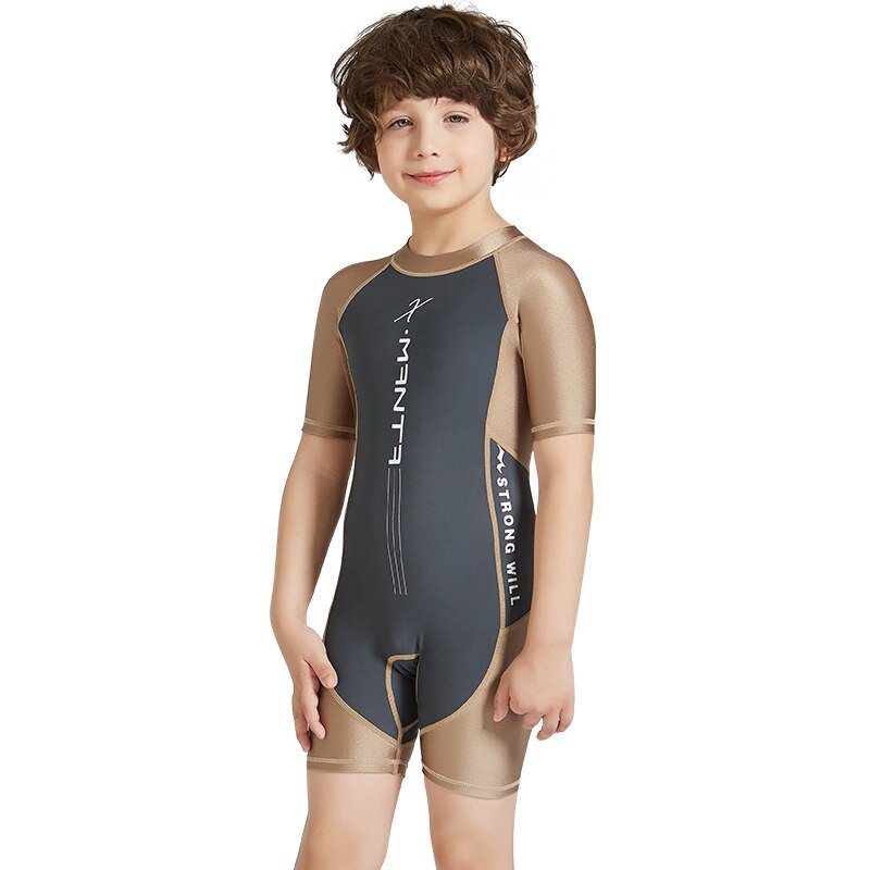 Bambini Lycra Immersioni Mute Ragazzi Ragazze di Protezione UV Costume Da Bagno di Un Pezzo Maniche Corte Surf Protezioni Si Adatta Alle Immersioni: Cachi / XL