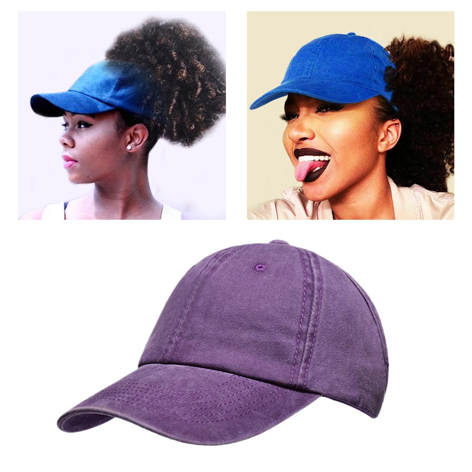 Chapeau de Baseball pour femmes, chignon décoiffé, queue de cheval bouffante, haut, cheveux bouclés, dos nu