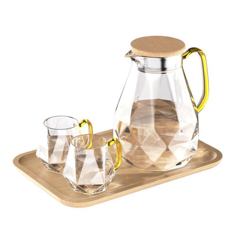 Jarra de agua fría y para Set de Tetera, jarra de café transparente con textura de diamante de 1,5 l, garrafa de agua para el hogar, tetera resistente al calor Se