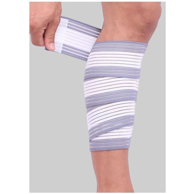 Multi-purpose 90cm fitness sport skinnebensbeskytter underbensbeskytter lægskaft beskyttelse bandage bælte bånd knæpude til mænd kvinder: Grå hvid