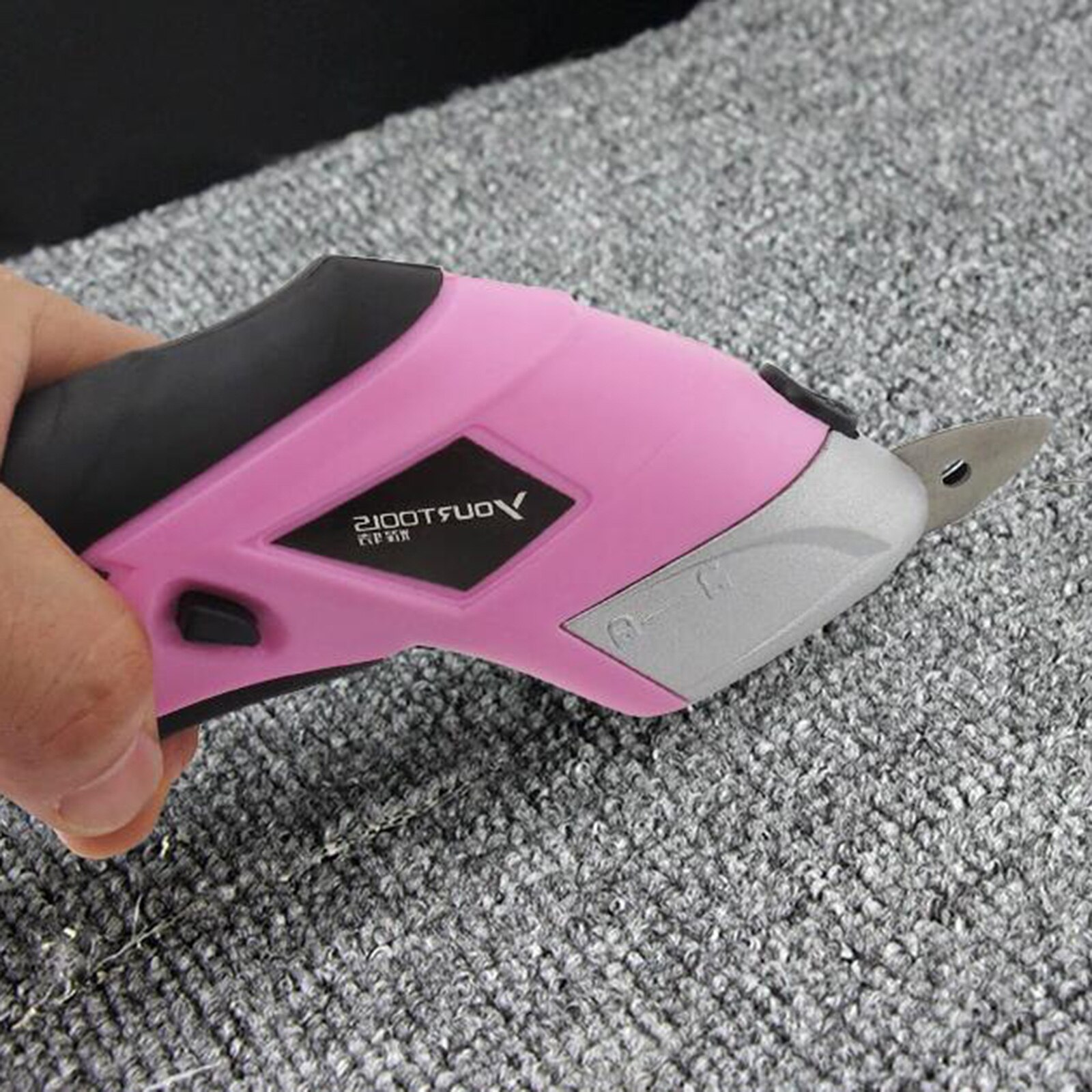 Portable Electric Scissors USB Rechargeable Box Cutter for Leather Crafts Cardboard Shears Cutting Tool: Pink