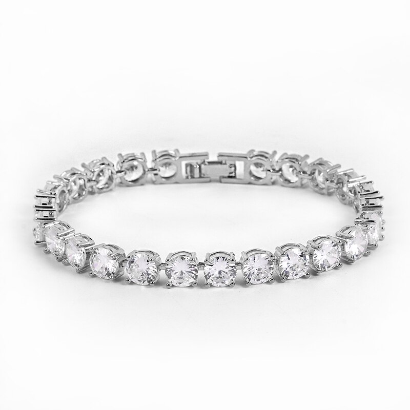 WEIMANJINGDIAN 6MM Round Cut 0.5 Carat Cubic Zirconia Crystal CZ Tennis Bracelets for Women or Bridal Wedding Jewelry: White Gold