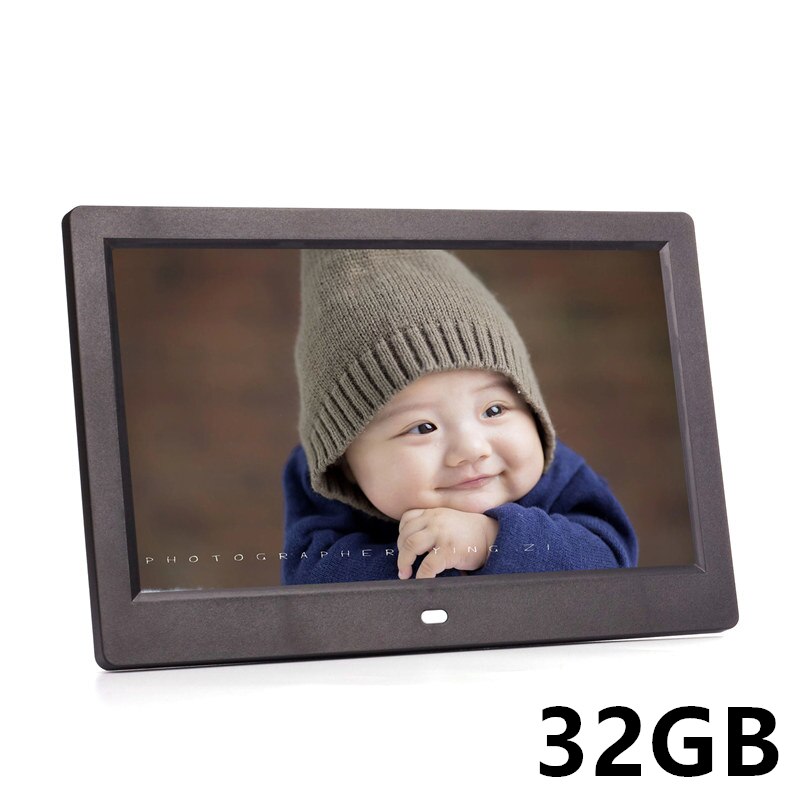 32GNew 10 inch Screen LED Backlight HD 1024*600 Digital Photo Frame Electronic Album Picture Music Movie Full Function Good: Black / EU Plug