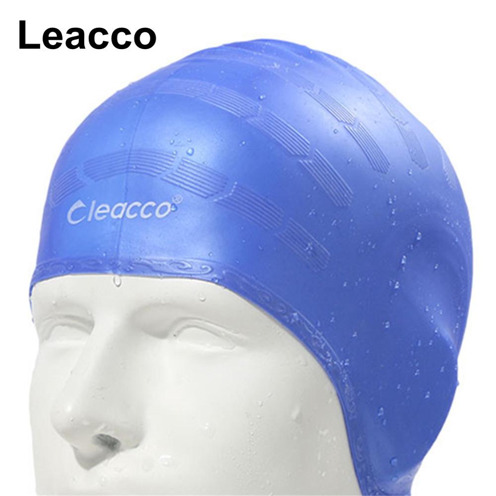 Man women high spandex large size swimming wear hat Adults Waterproof swimming caps silicone swimming hat Protect Ears: blue
