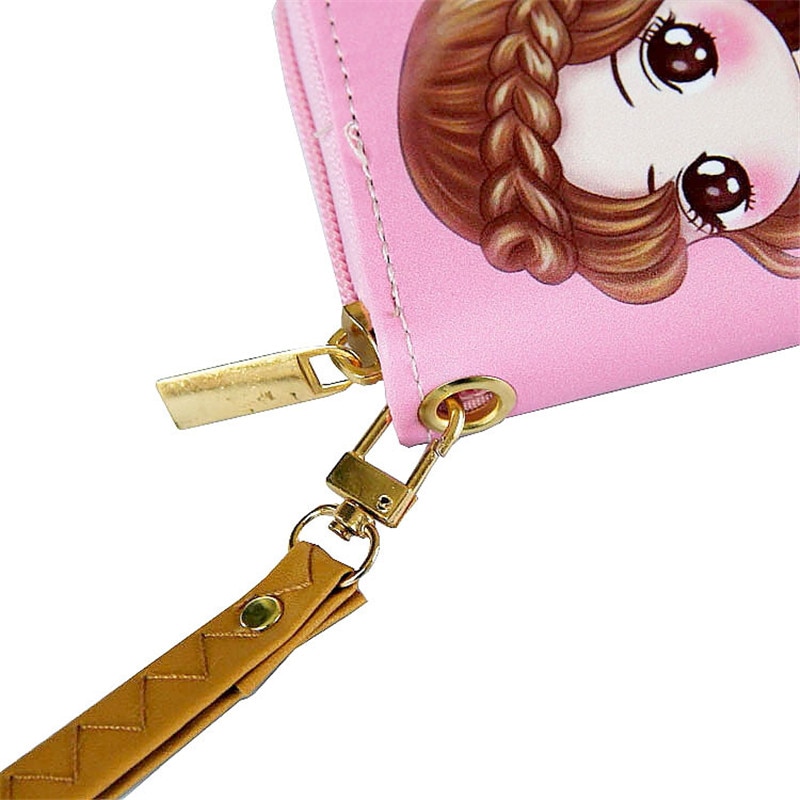 Cute Short Wallet Girl Korean Girl Purse Soft Surface PU Leather Cartoon Portable Wallet for Girls Small Coin Purse