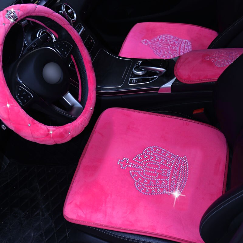 Crystal Crown Auto Car Neck Pillow Pink Car Seat Head Neck Auto Headrest Support Rest Cushion Bling Car Accessories Women