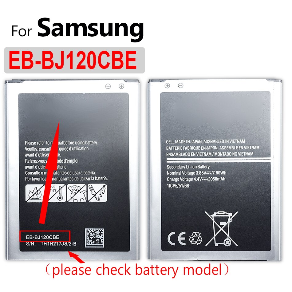 • Batteria EB-BJ120CBE per Samsung Galaxy mini GT S5570 S5250 S5330 S5750 S7230 T499 J120F J250F J260F G530H: EB-BJ120CBE