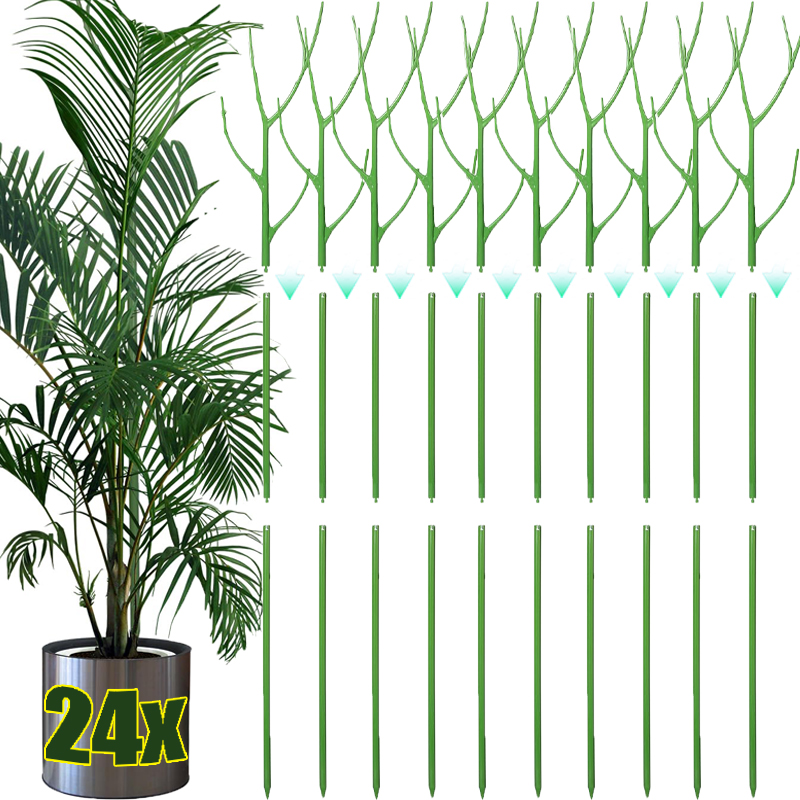 Soportes de soporte para plantas de ramita, estacas de crecimiento de plantas verdes apilables, estacas de escalada desmontables Monstera para interiores y exteriores, 24/3 Uds.