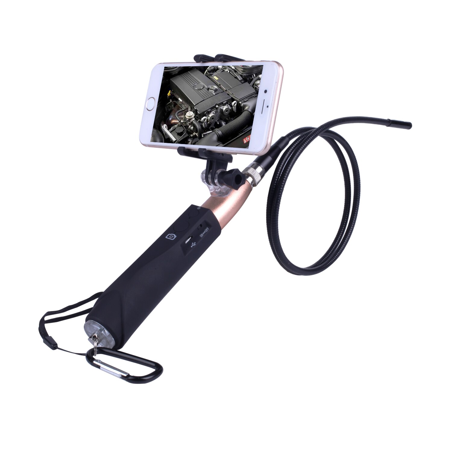 Endoscoop Camera Iphone Met Handvat Wifi Professionele Lens Inspectie Camera Handheld IP67 Riool Snake Tube Camera Ios 1M Snake: Golden