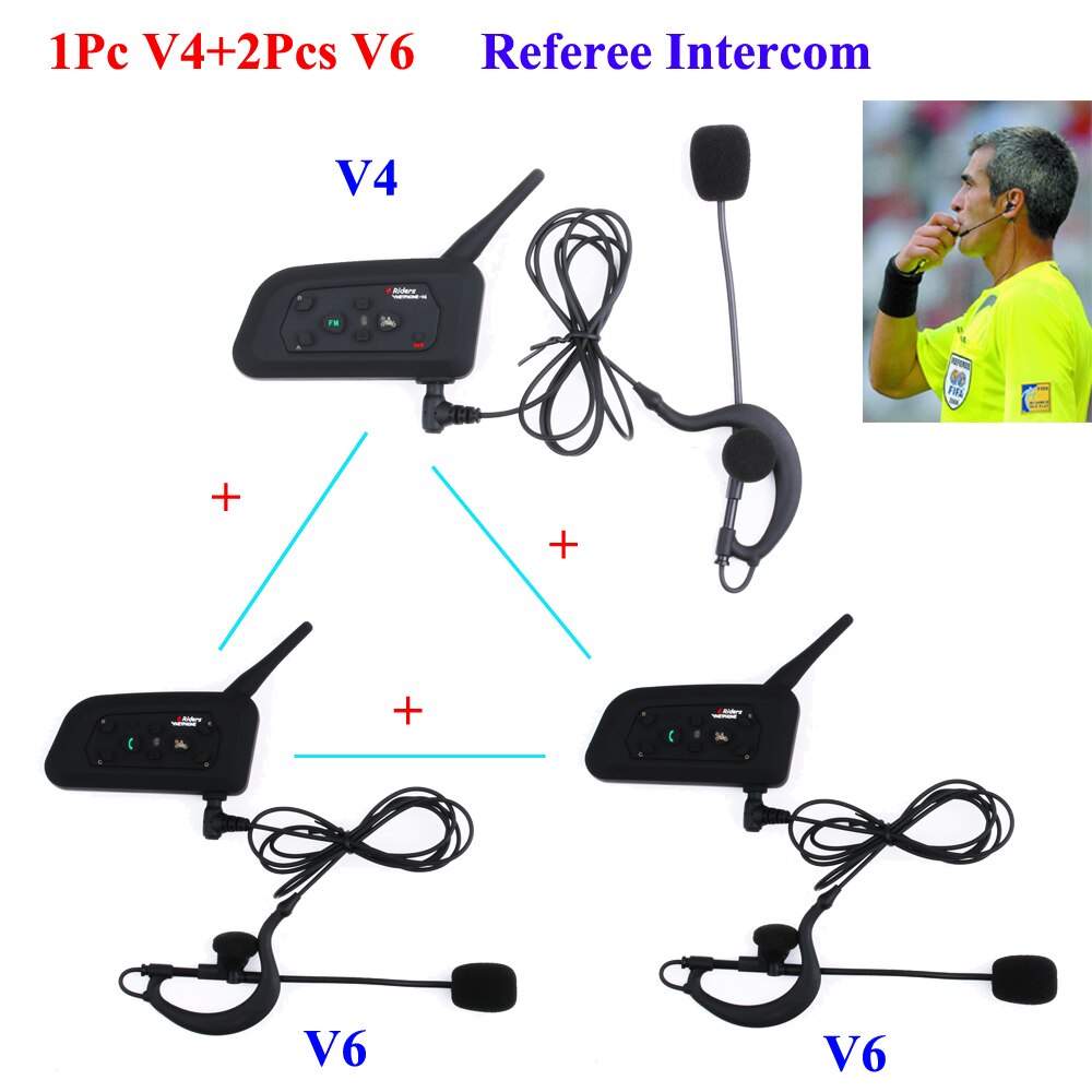 3pcs V6 V4 FBIM Full Duplex Two-way Intercom Accessory Football Referee Coach Judger Arbitro football referee headset