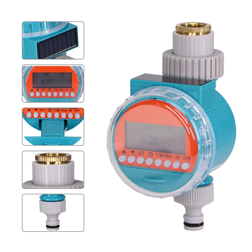 Baby Blue Waterproof Solar Water Timer LCD Greenhouse Automatic Electronic Irrigator Watering Controller System