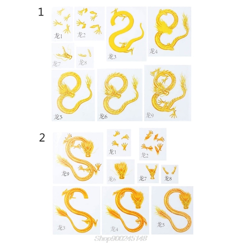 9Pcs Vivid Chinese Gouden Draak Film Stickers Hars Art Craft Vullingen Hars Schilderij Maken Hars Art S17 20