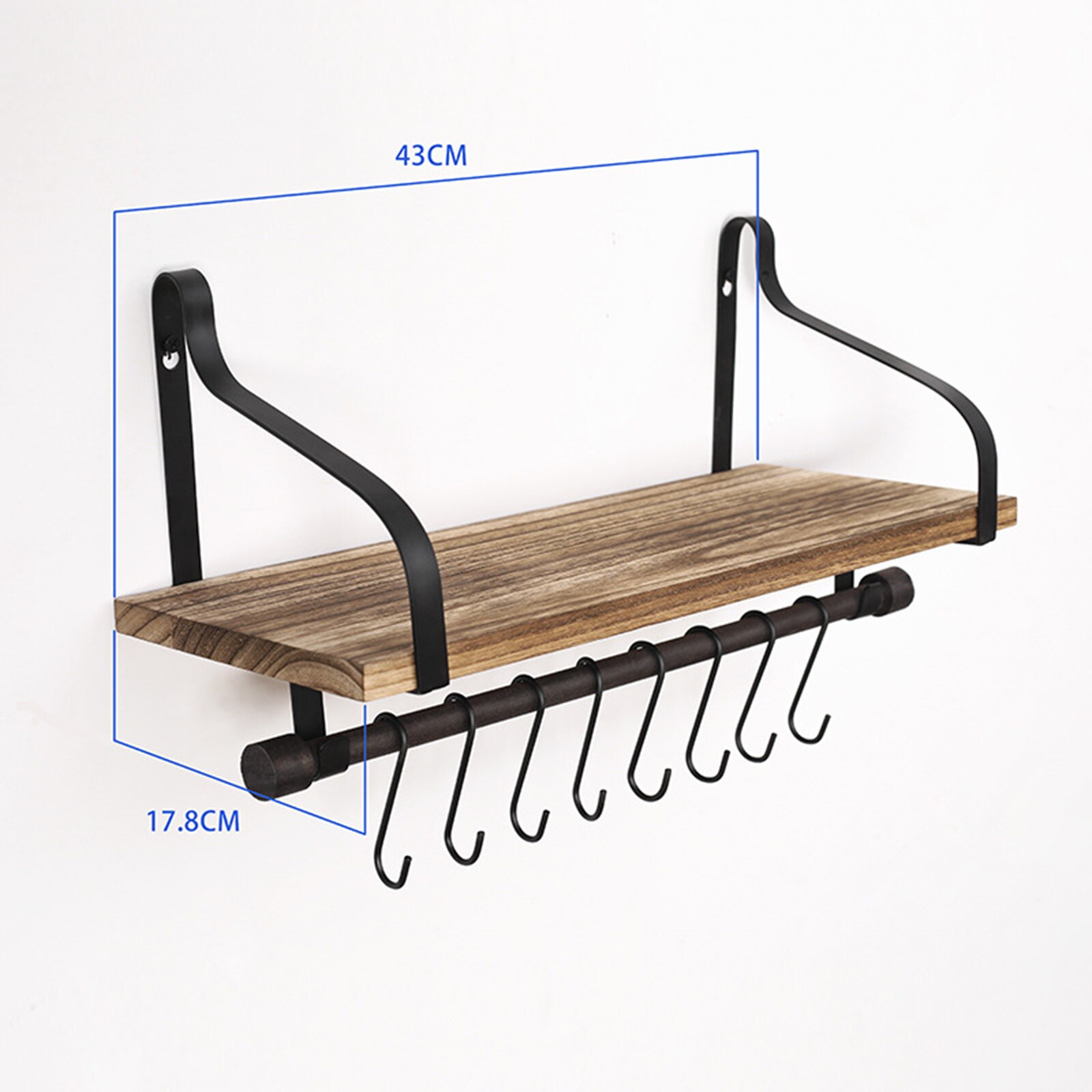 Rustic Wall Floating Wood Shelves Kitchen Organizer Stand Hanging Bracket