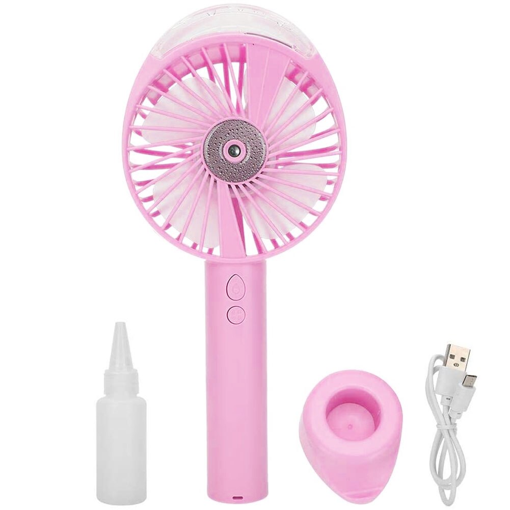 Mini Portable Handheld Water Mist Spray Cooler USB Rechargeable Cooling Fan: Pink