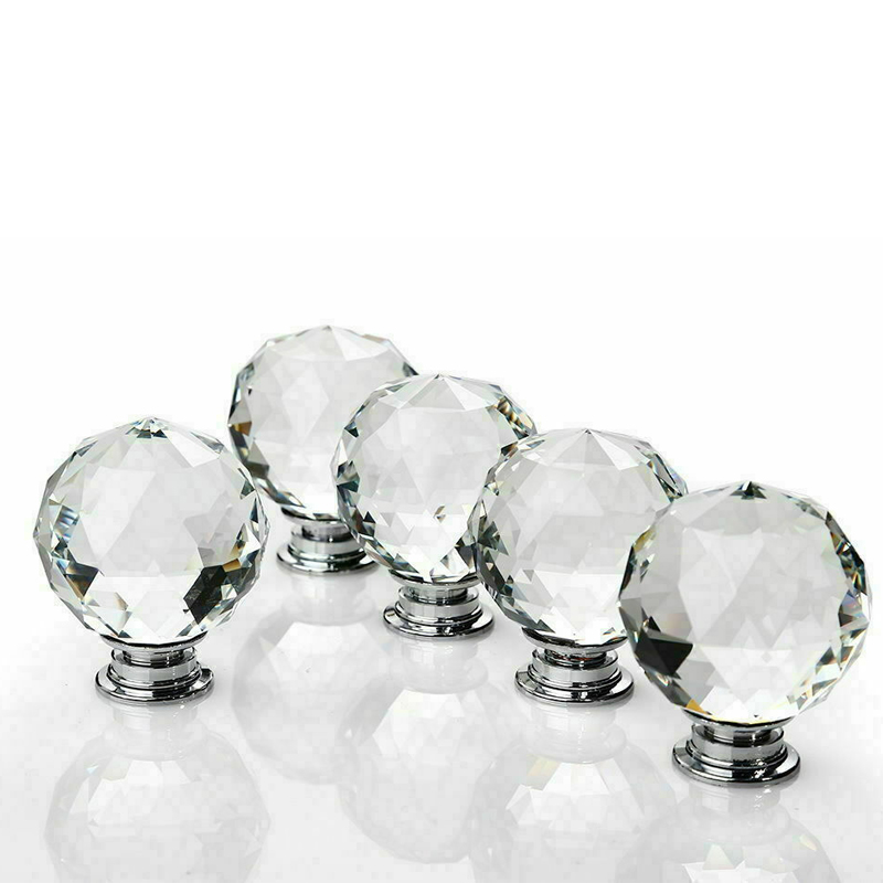 30mm dør knap enkelt hul klart krystal diamant glas dørhåndtag skab skuffe møbler håndtag kugle dørhåndtag knop