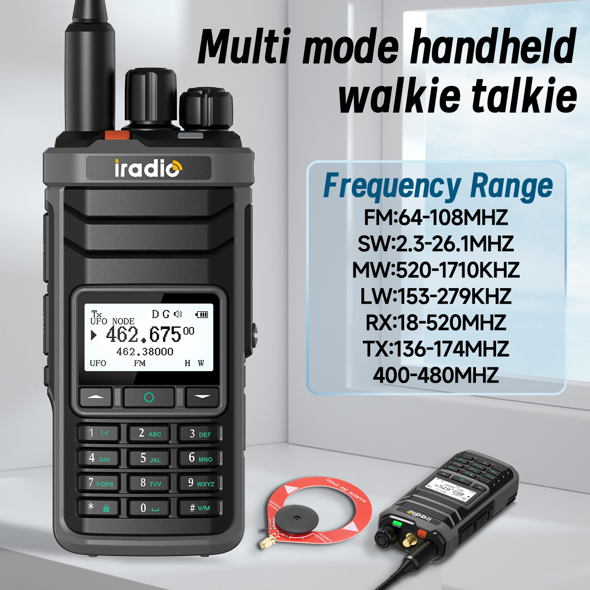 Iradio UV-88 Walkie Talkie Shortwave Radio Multi Band HF CB SSB AM Type-C DTMF LSB CW LW MW SW 1024 Channels