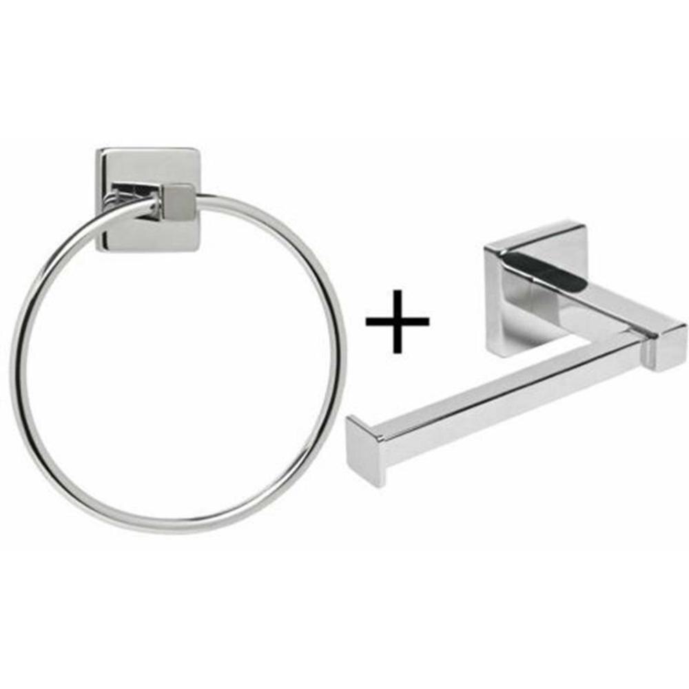 Rustfrit stål toiletpapirholder toiletpapirrulleholder toiletpapirholder papirhåndklædeholder håndklædering sæt