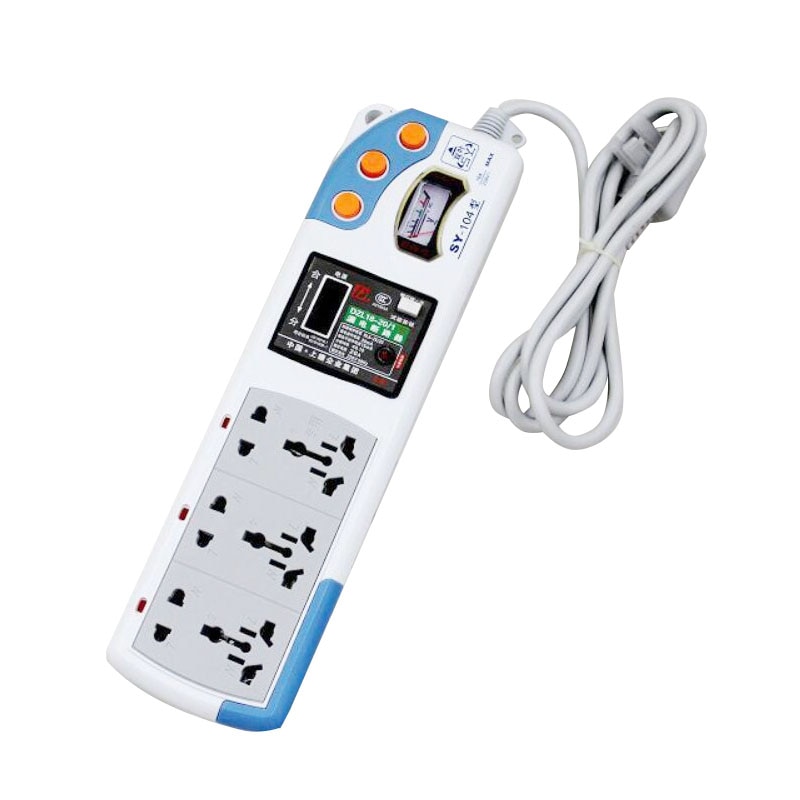 Power Strip with Voltmeter - 8 Outlets - 10A 250V - Lightning & Leakage Protection - Universal Plug