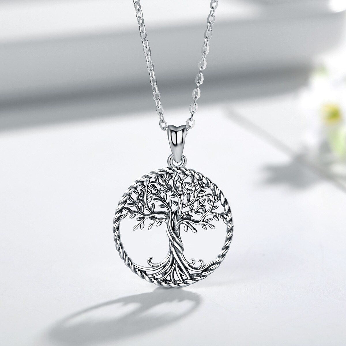 Eudora 925 Sterling Silver Tree Of Life Necklace Oxidized Silver Twisted Oak Tree Charm with Silver Chain or only pendant CYD487