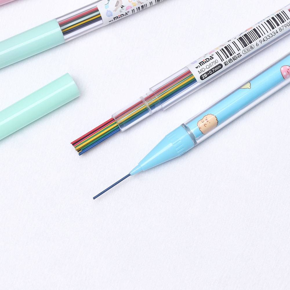 15PCS 0.5/0.7 mm Colorful Mechanical Pencil Lead Art Sketch Drawing Color Pencil Refill School Office Supplies