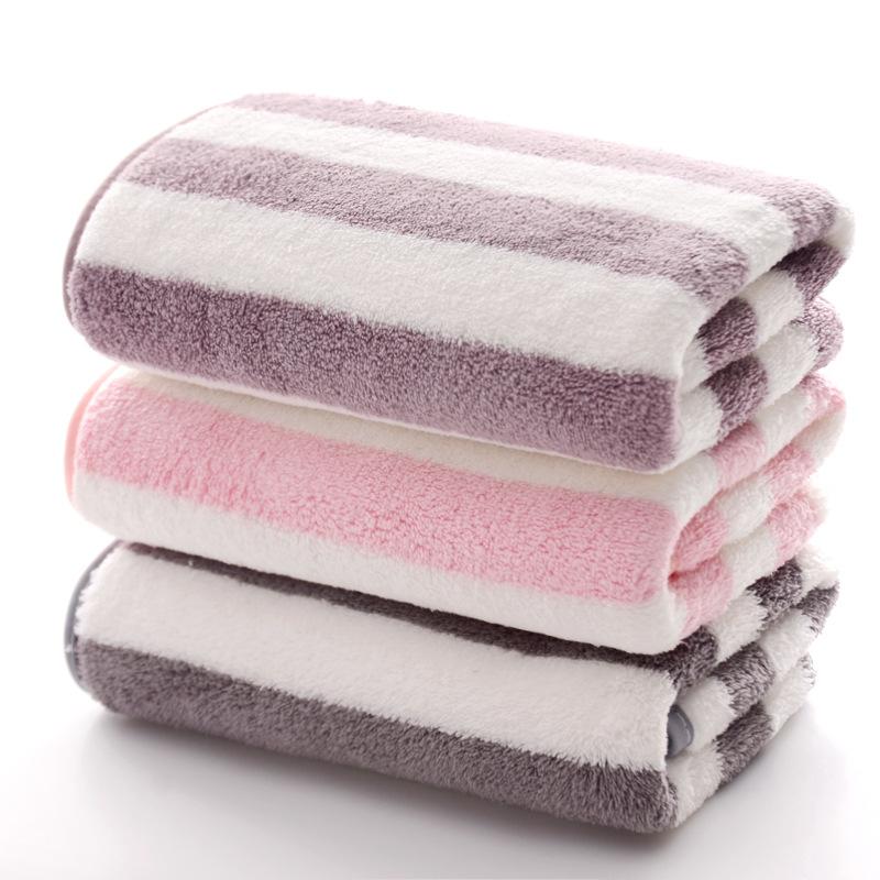 Gestreepte badhanddoeken voor volwassenen, zachte absorberende handdoeken van polyester, handdoek voor thuis, familiebadhanddoeken, handdoeken voor in de badkamer