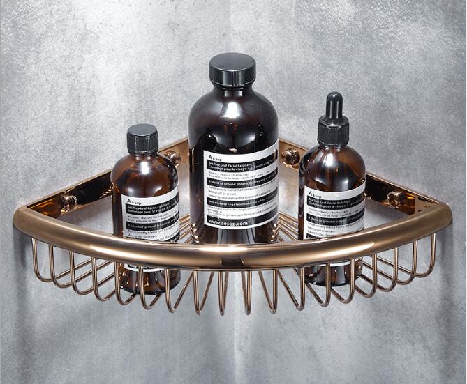 Tuqiu Badkamer Hoekplank Goud En Zwart Badkamer Planken Messing Badkamer Opslag Organizier Shampoo Houder Badkamer Houder: Paars