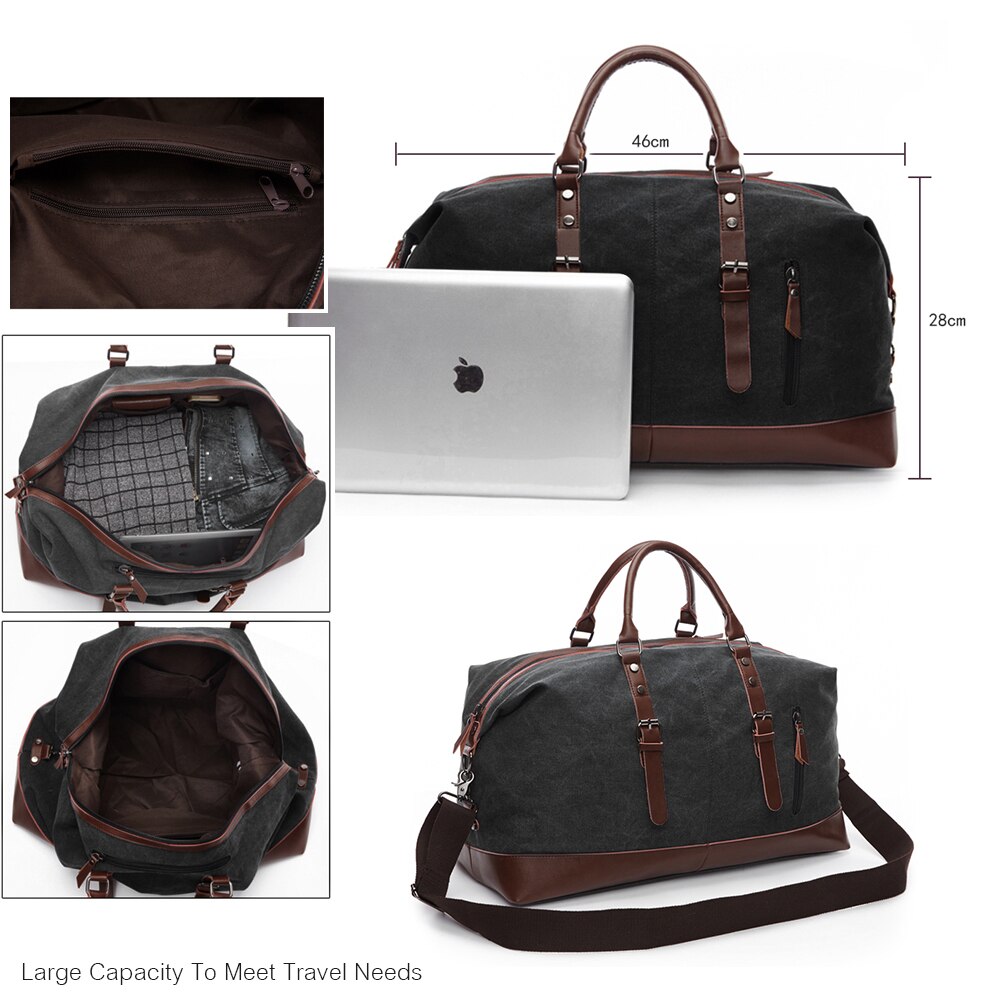 Markroyal mænd rejsetasker medium stor kapacitet bagage tasker lærred læder rejsetasker skuldertasker