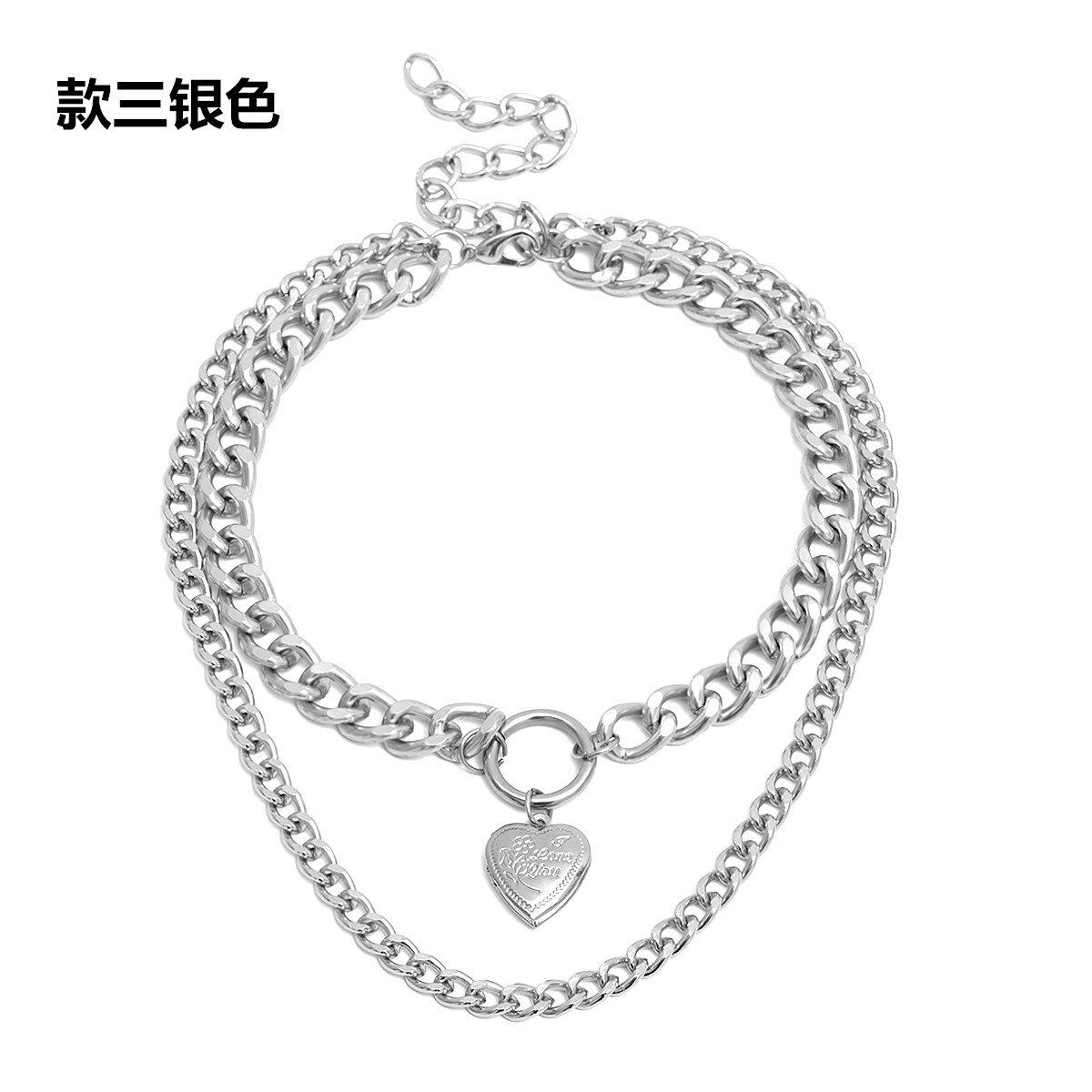 punk di Modo a Più Strati di Blocco Pendenti con Gemme E Perle Gotico Grande Cuore di Spessore Della Catena Girocollo Vintage ▾ Della Moneta Lungo Collane di Perle per Le Donne: 113725