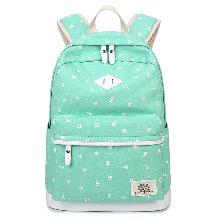 FengDong schwarz leinwand druck kinder rucksack schule taschen für mädchen reise laptop rucksack kinder computer tasche mädchen bookbag: green