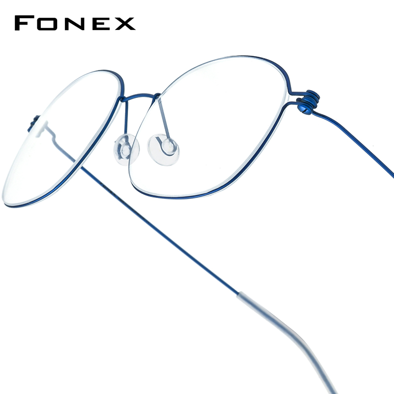FONEX-Monture de lunettes en titane B pour hommes et femmes, de , montures rondes, poids ultraléger, Morten, lunettes coréennes sans vis: GINGER