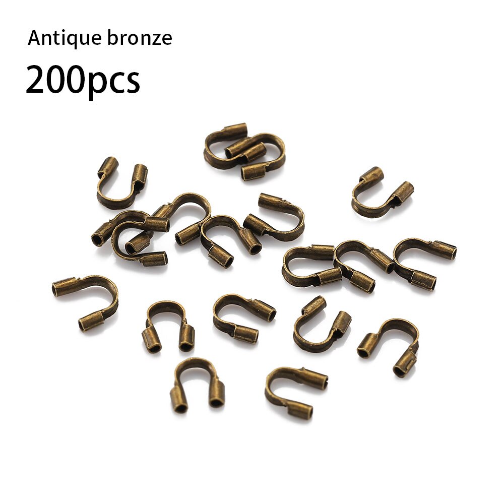 200Pcs/lot Stainless Steel Copper Wire Guard Protectors Loops U Shape Connectors for Jewelry Making DIY Accessories Supplies: Antique bronze color