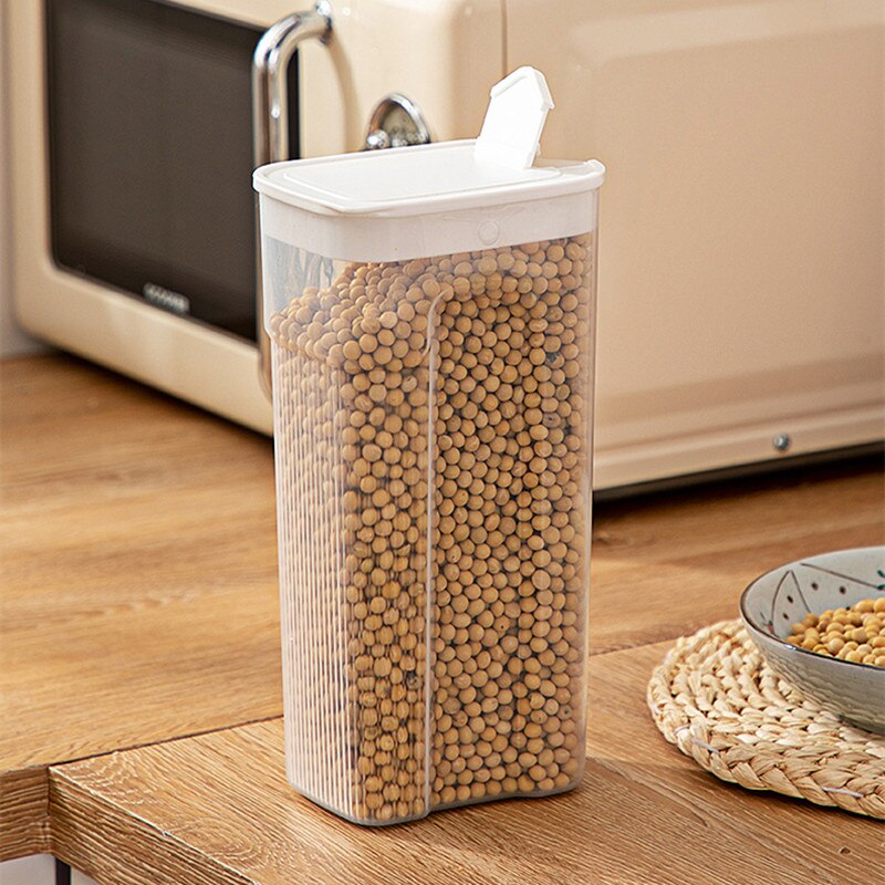 Tarro sellado transparente para cocina, caja de almacenamiento de cereales y granos para el hogar, organizador de latas herméticas, contenedor clasificado a granel