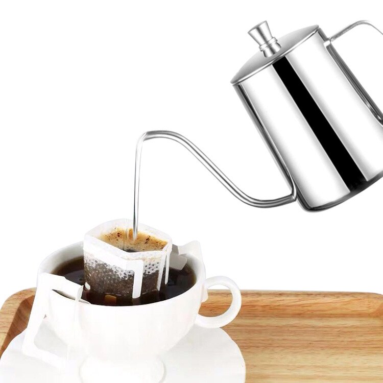 600/350ml rustfrit stål drypkedel svanehals hæld over kaffe tekande med rustfrit stål håndtag køkken tekande