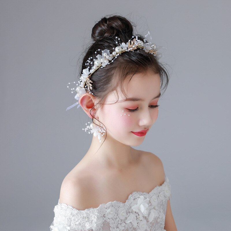 Girl Headband Princess Tiara Crown Decoration Bride Bridesmaid Wedding Girl Wreath Fresh and Beautiful Head Flower Kids Headwear