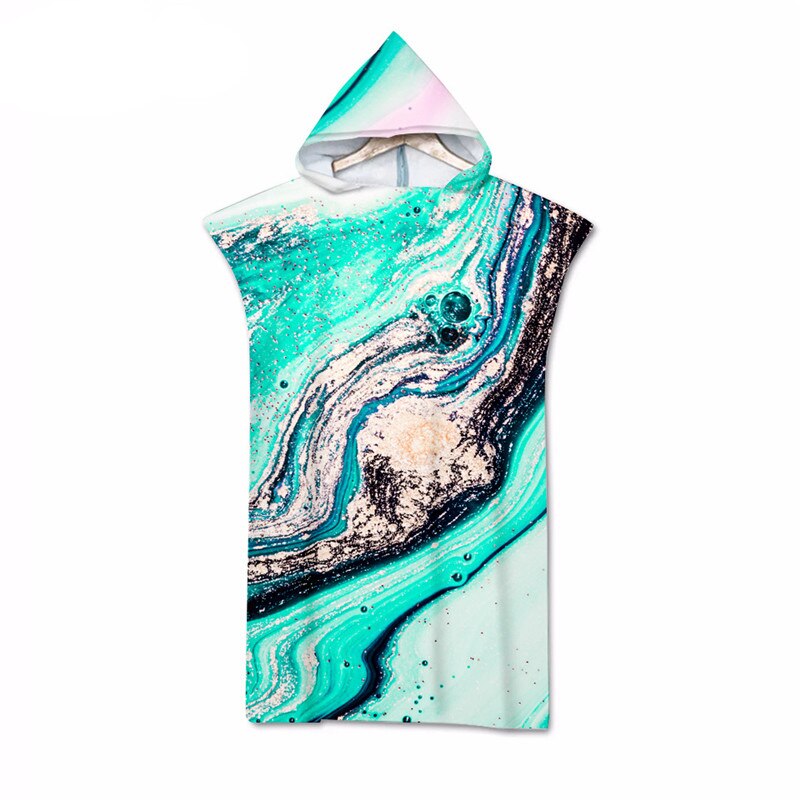 Sommer hætteklædt badehåndklæde mikrofiber våddragt marmor print skiftende kappe poncho surf håndklæde til svømning udendørs badekåbe