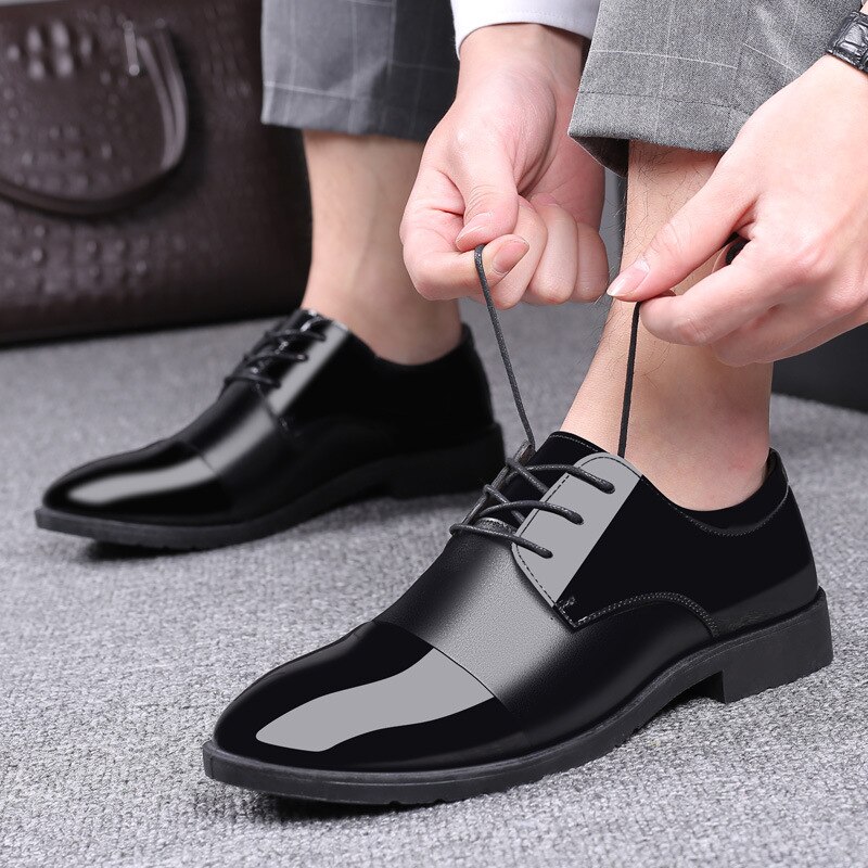 Mazefeng zapatos italianos negros formales hombres mocasines Zapatos de vestir de boda hombres zapatos Oxford de charol para hombres Hommes puntiagudos: 6,5