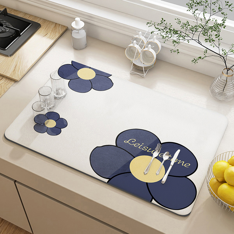 Diatomeeën Modder Droogmat Super Absorberend Servies Bureau Afvoer Pads Tafel Placemat Drainer Tapijt Thee Cup Drinkhouder Keuken: 80x40 cm / Roze