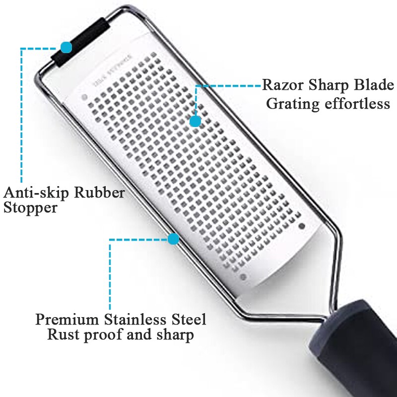 Mill Cheese Grater Stainless Steel Lemon Zester Citrus Ginger Garlic Grater Long Handle Vegetables Kitchen Tool Manual Slicer