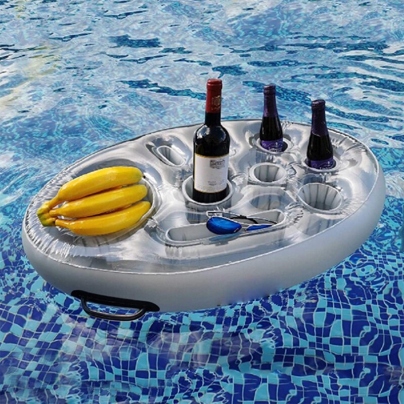 Inflatable Floating Drink Holder with 8 Holes Large Capacity &amp; Transparent Material,Accessories for Pools &amp; Tub