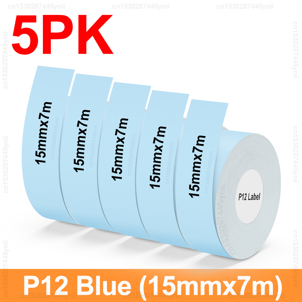 5/10 pces p12 etiqueta rolo de papel 15mm x 7m auto-adesivo etiqueta térmica contínua apto para marklife p12 p15 p11 d30 fabricante de etiquetas: E