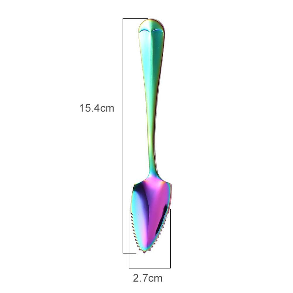 Cuillère grattoir à pamplemousse en acier, 1 pièce, dents de scie dentelées, manche multifonctionnel, préparation d'aliments pour bébés, Long bord H8H4
