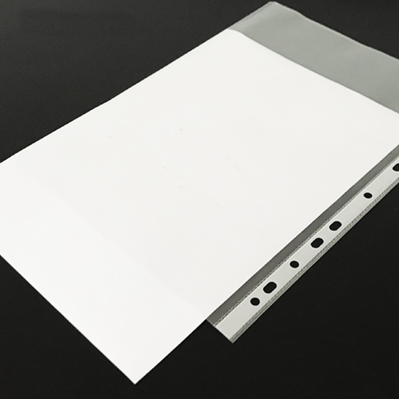 100PCS A4 Perforated File Folder 11 Holes Loose Leaf Documents Sheet Protector Inner Pocket School Film File Cover Office Supply