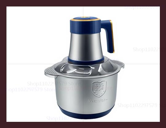 Electrical Food Crusher Multfunctional Household Meat Grinder Stainless Steel Meat Vegetable Garlic Mincer Baby Food Blender: Navy Blue