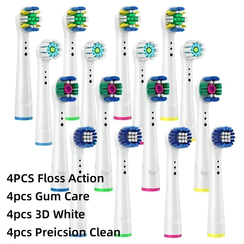 Boquillas de cepillo de dientes eléctrico para Oral B Braun, acción de hilo blanco 3D, limpieza de precisión, cuidado de las encías, cabezales de cepillo de dientes universales para OralB: YELLOW