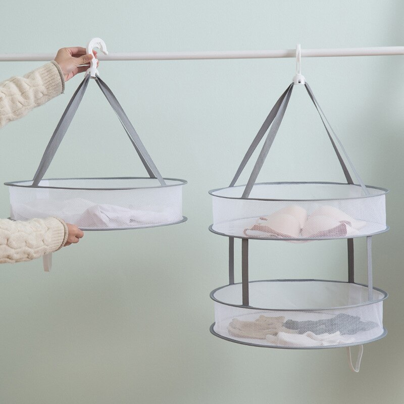 1PC chandail rond étendoir pliant 2 couche Double vêtements suspendus panier à linge sèche-linge coupe-vent séchage vêtements Net